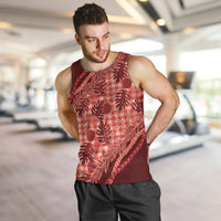Hawaii Breadfruit Palaka Men Tank Top Ulaula Maile Lei LT9 Red - Polynesian Pride