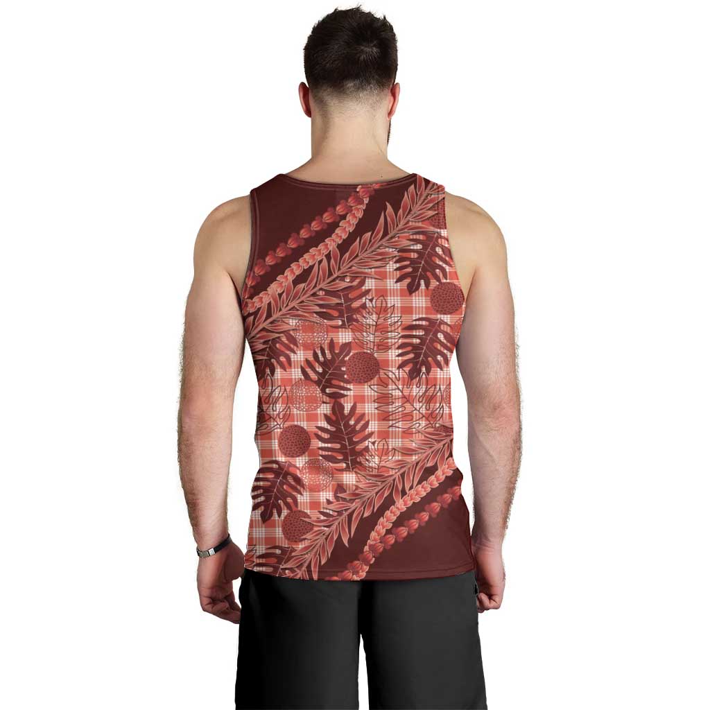 Hawaii Breadfruit Palaka Men Tank Top Ulaula Maile Lei LT9 - Polynesian Pride