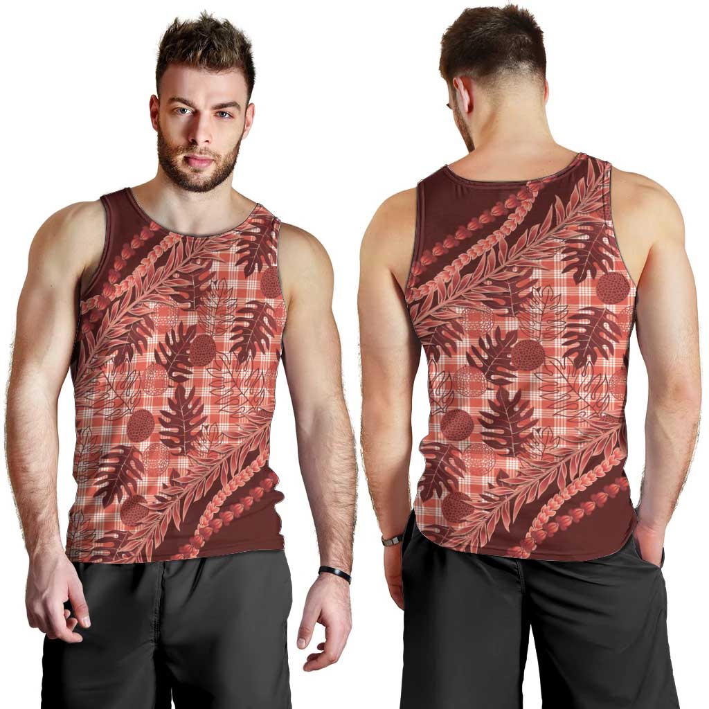 Hawaii Breadfruit Palaka Men Tank Top Ulaula Maile Lei LT9 - Polynesian Pride