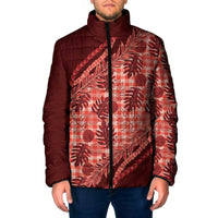 Hawaii Breadfruit Palaka Padded Jacket Ulaula Maile Lei LT9 Men Red - Polynesian Pride