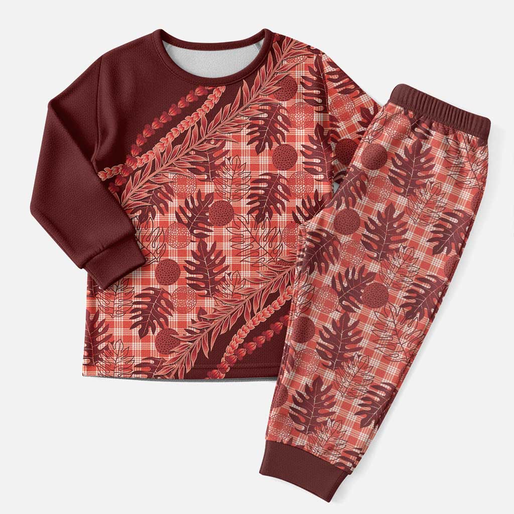 Hawaii Breadfruit Palaka Christmas Pajama Set Ulaula Maile Lei - Polynesian Pride