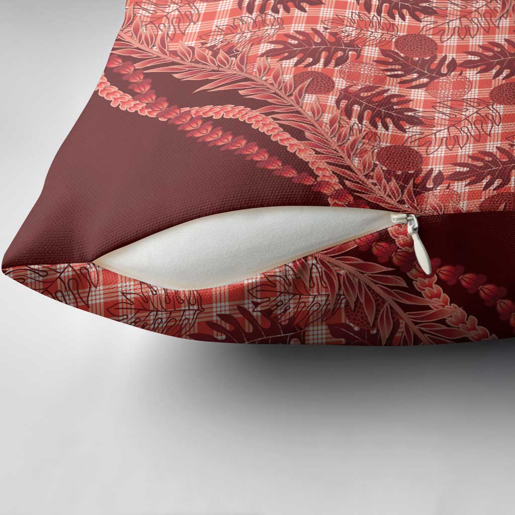 Hawaii Breadfruit Palaka Pillow Cover Ulaula Maile Lei - Polynesian Pride