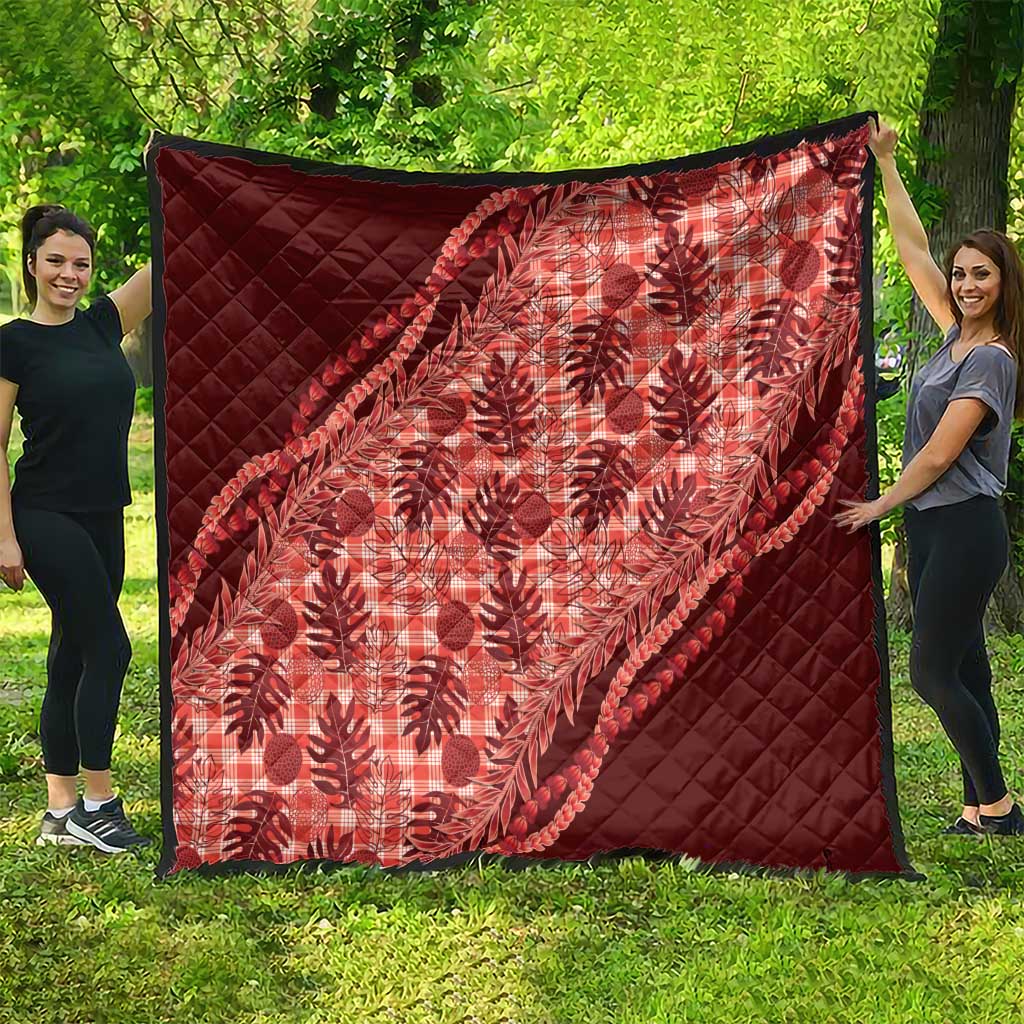 Hawaii Breadfruit Palaka Quilt Ulaula Maile Lei - Polynesian Pride