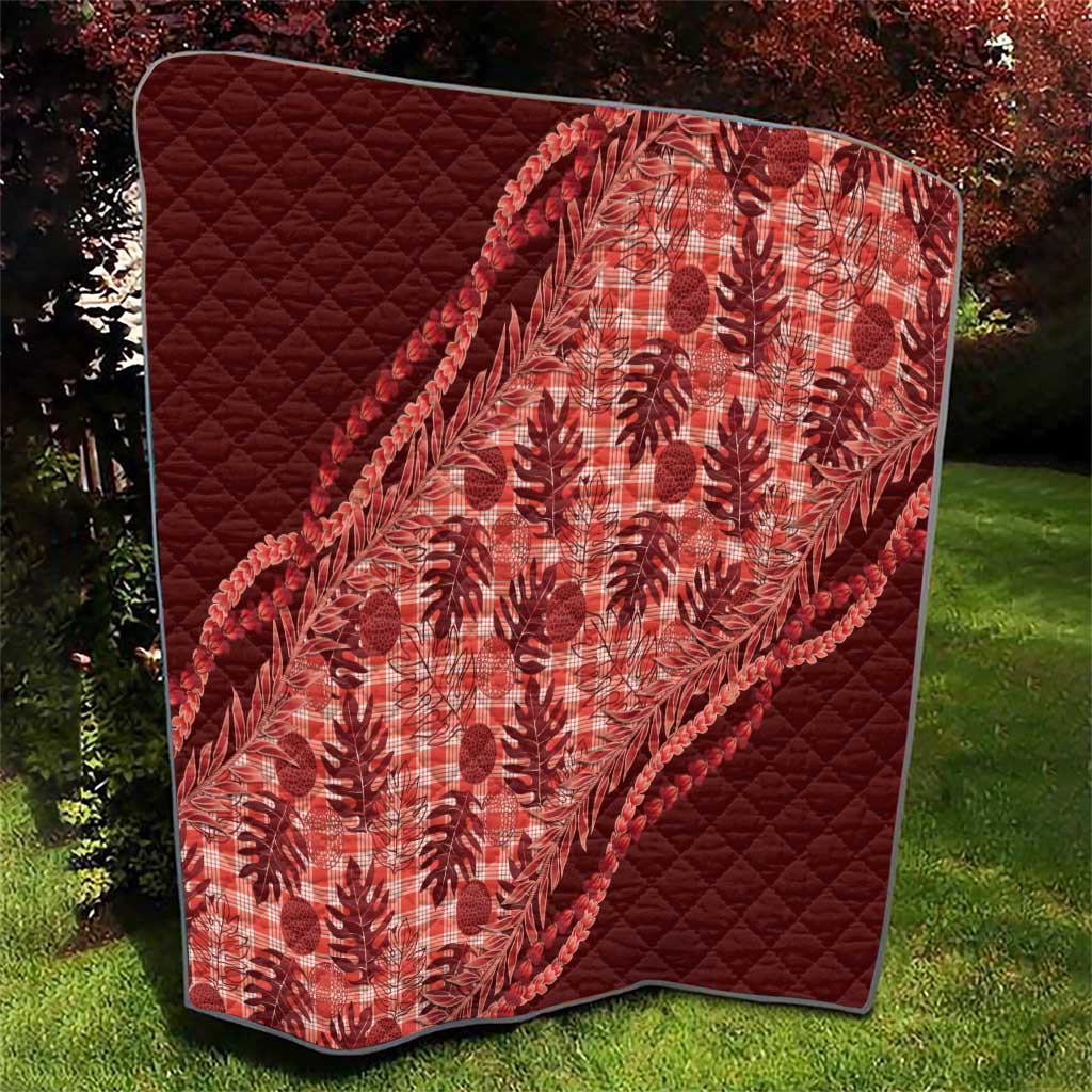 Hawaii Breadfruit Palaka Quilt Ulaula Maile Lei - Polynesian Pride