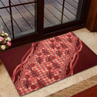Hawaii Breadfruit Palaka Rubber Doormat Ulaula Maile Lei LT9 - Polynesian Pride