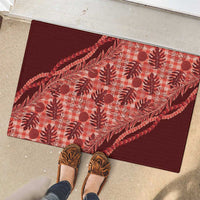 Hawaii Breadfruit Palaka Rubber Doormat Ulaula Maile Lei LT9 - Polynesian Pride