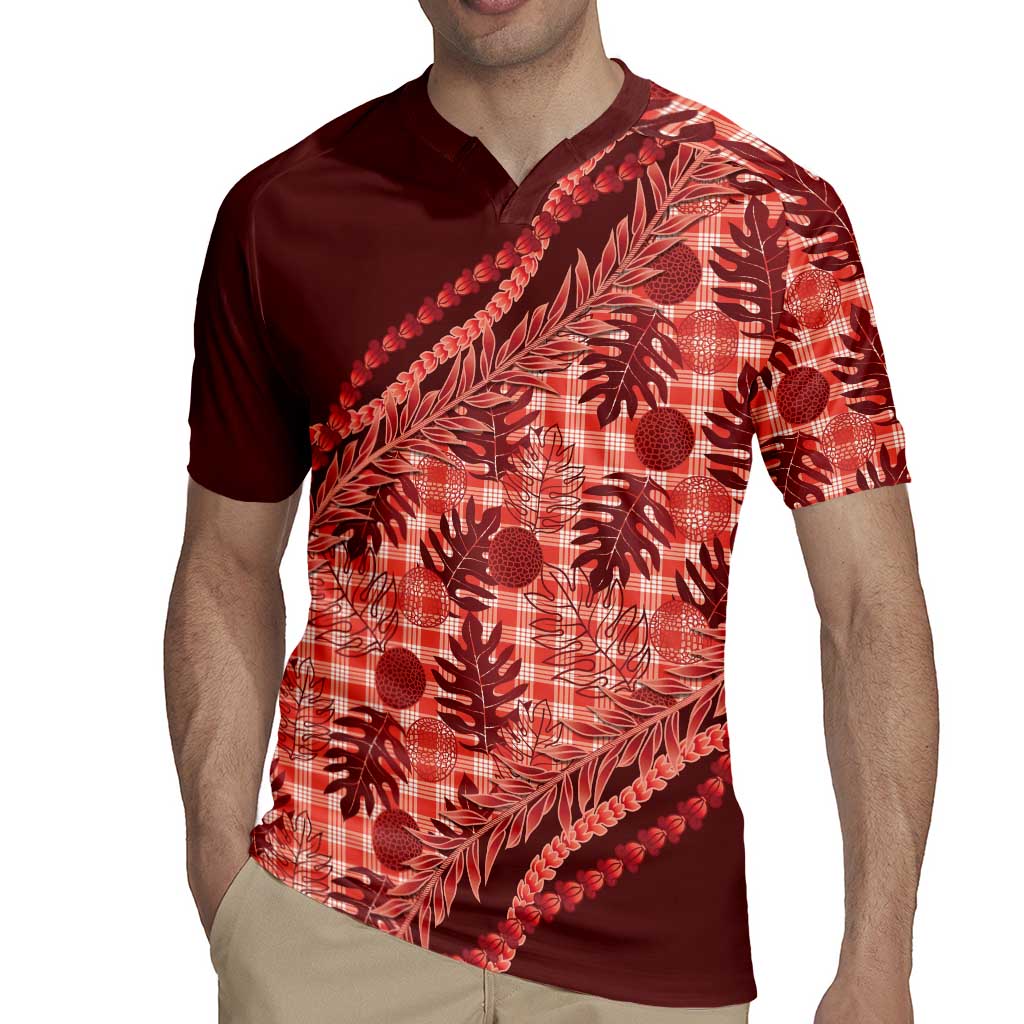 Hawaii Breadfruit Palaka Rugby Jersey Ulaula Maile Lei LT9 - Polynesian Pride