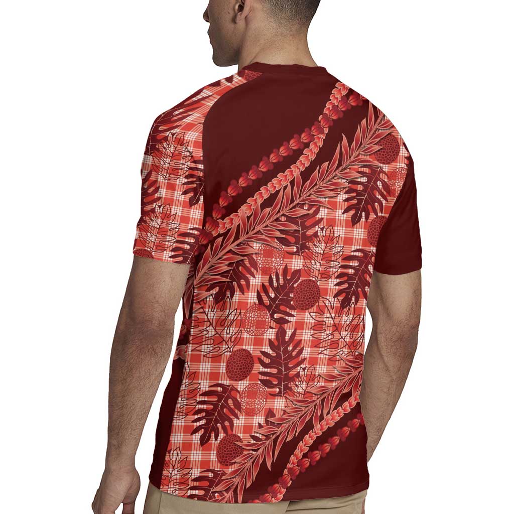 Hawaii Breadfruit Palaka Rugby Jersey Ulaula Maile Lei LT9 - Polynesian Pride