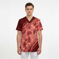 Hawaii Breadfruit Palaka Scrub Top Ulaula Maile Lei LT9 - Polynesian Pride