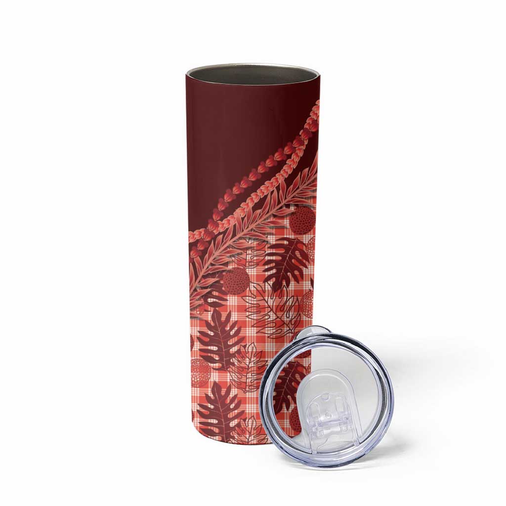 Hawaii Breadfruit Palaka Skinny Tumbler Ulaula Maile Lei - Polynesian Pride