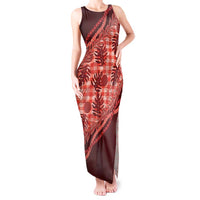 Hawaii Breadfruit Palaka Tank Maxi Dress Ulaula Maile Lei - Polynesian Pride