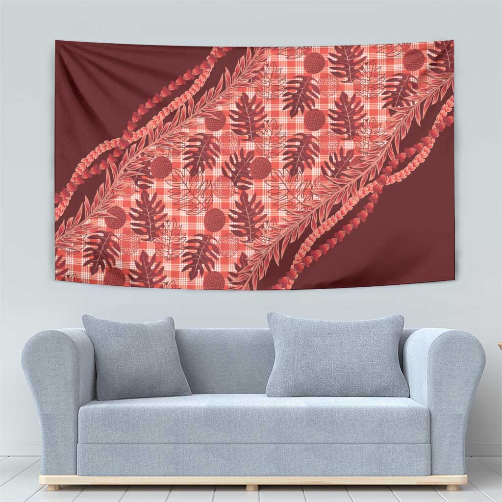 Hawaii Breadfruit Palaka Tapestry Ulaula Maile Lei - Polynesian Pride