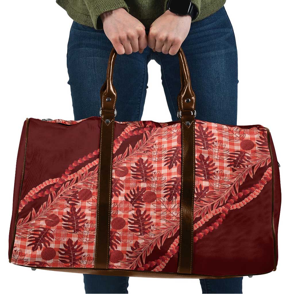 Hawaii Breadfruit Palaka Travel Bag Ulaula Maile Lei - Polynesian Pride