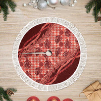 Hawaii Breadfruit Palaka Tree Skirt Ulaula Maile Lei LT9 Fringed Red - Polynesian Pride