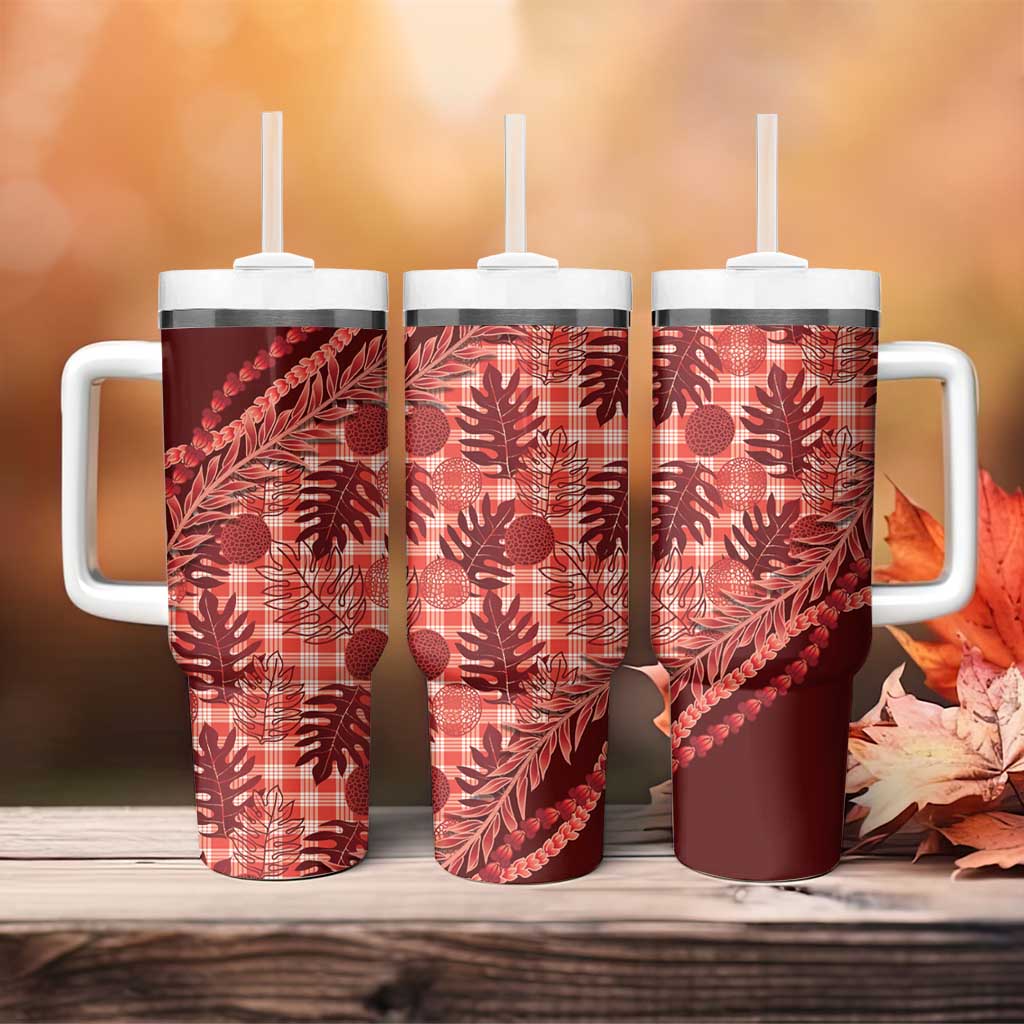 Hawaii Breadfruit Palaka Tumbler With Handle Ulaula Maile Lei - Polynesian Pride
