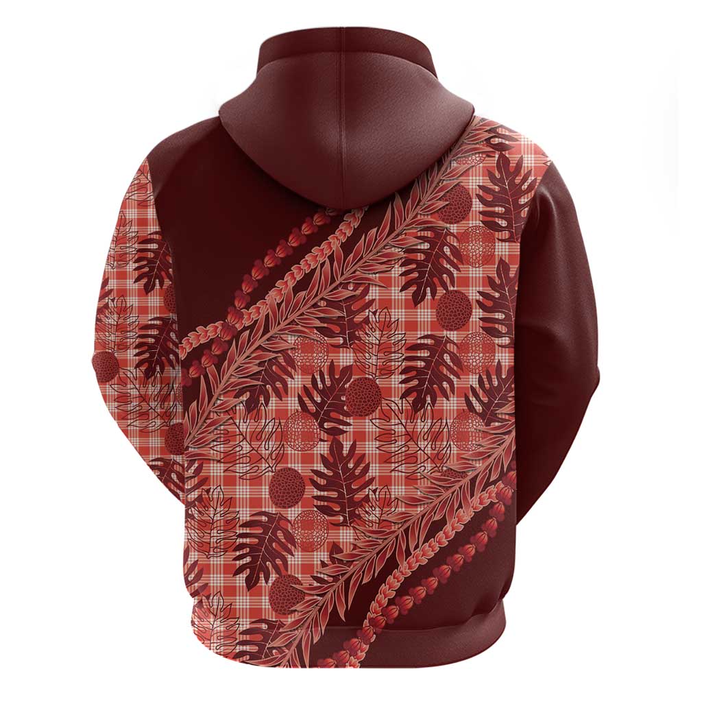 Hawaii Breadfruit Palaka Zip Hoodie Ulaula Maile Lei LT9 - Polynesian Pride