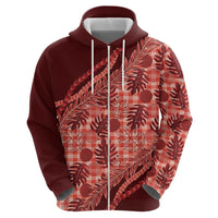 Hawaii Breadfruit Palaka Zip Hoodie Ulaula Maile Lei LT9 - Polynesian Pride