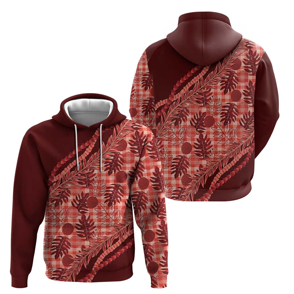 Hawaii Breadfruit Palaka Zip Hoodie Ulaula Maile Lei LT9 - Polynesian Pride