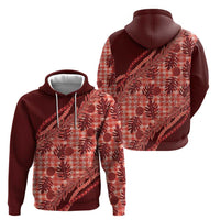 Hawaii Breadfruit Palaka Zip Hoodie Ulaula Maile Lei LT9 - Polynesian Pride