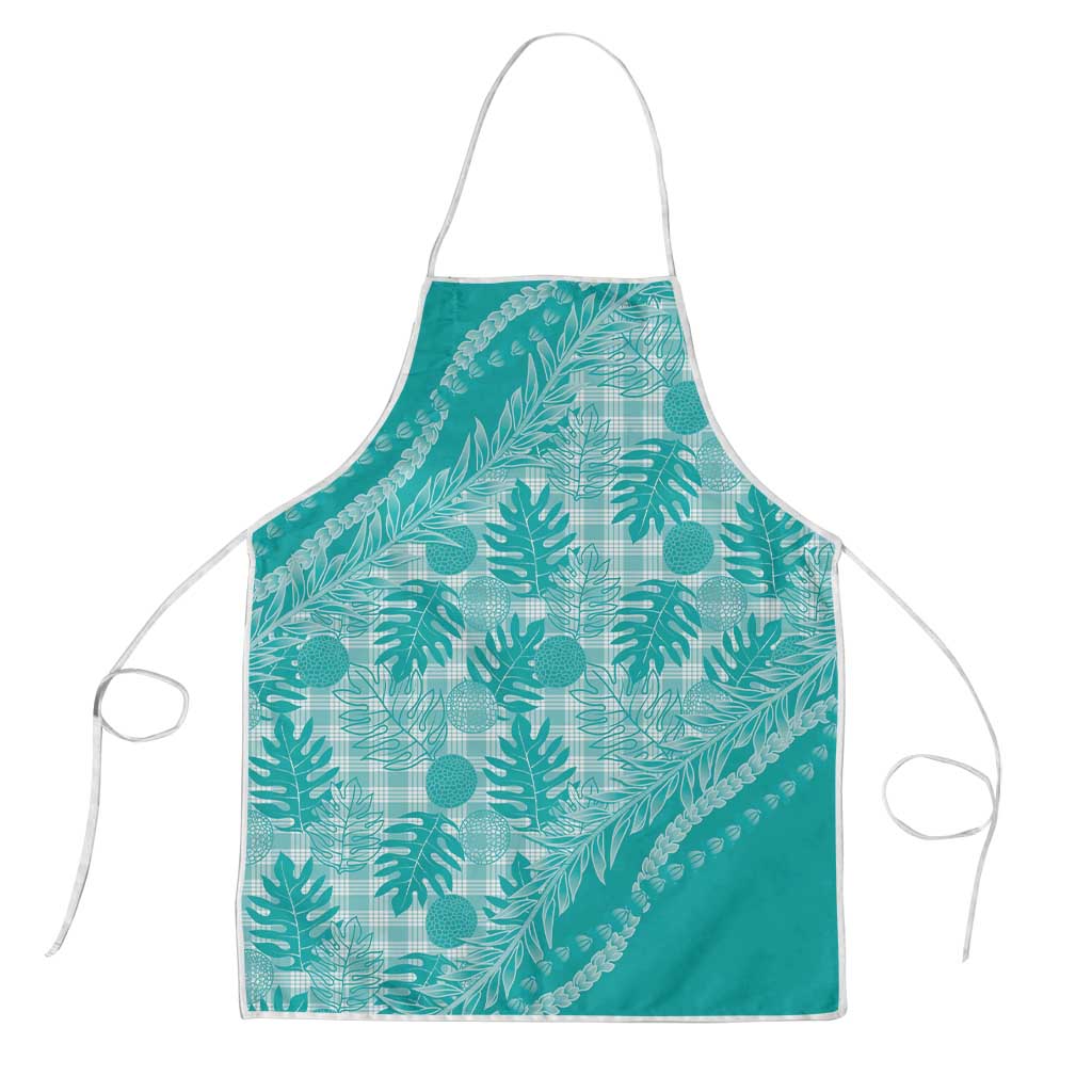 Hawaii Breadfruit Palaka Apron Polu Opal Maile Lei LT9 Turquoise - Polynesian Pride