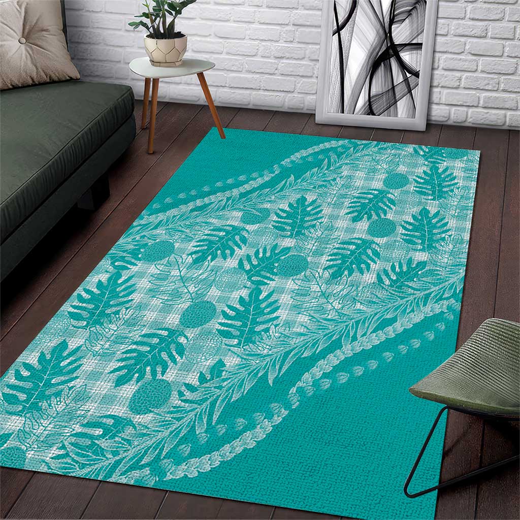 Hawaii Breadfruit Palaka Area Rug Polu Opal Maile Lei - Polynesian Pride