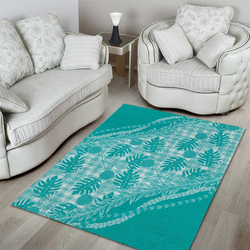 Hawaii Breadfruit Palaka Area Rug Polu Opal Maile Lei - Polynesian Pride
