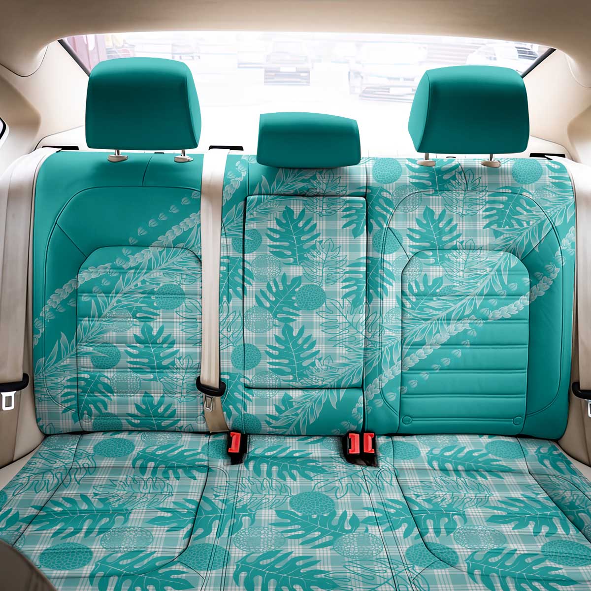 Hawaii Breadfruit Palaka Back Car Seat Cover Polu Opal Maile Lei LT9 - Polynesian Pride