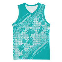 Hawaii Breadfruit Palaka Basketball Jersey Polu Opal Maile Lei LT9 Unisex Turquoise - Polynesian Pride