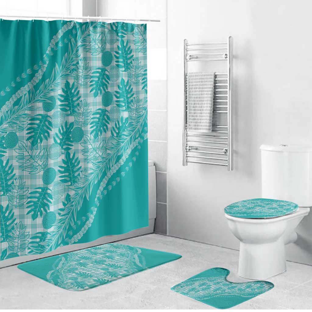 Hawaii Breadfruit Palaka Bathroom Set Polu Opal Maile Lei - Polynesian Pride