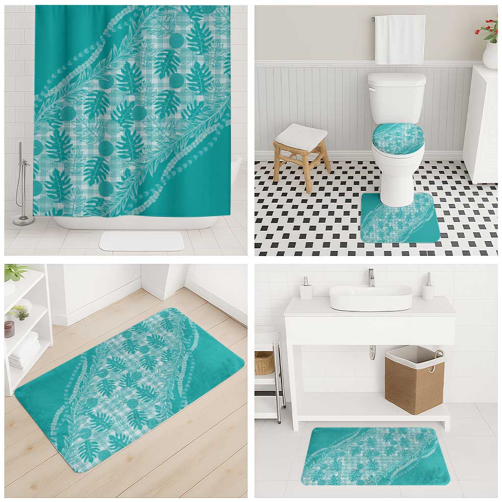 Hawaii Breadfruit Palaka Bathroom Set Polu Opal Maile Lei - Polynesian Pride