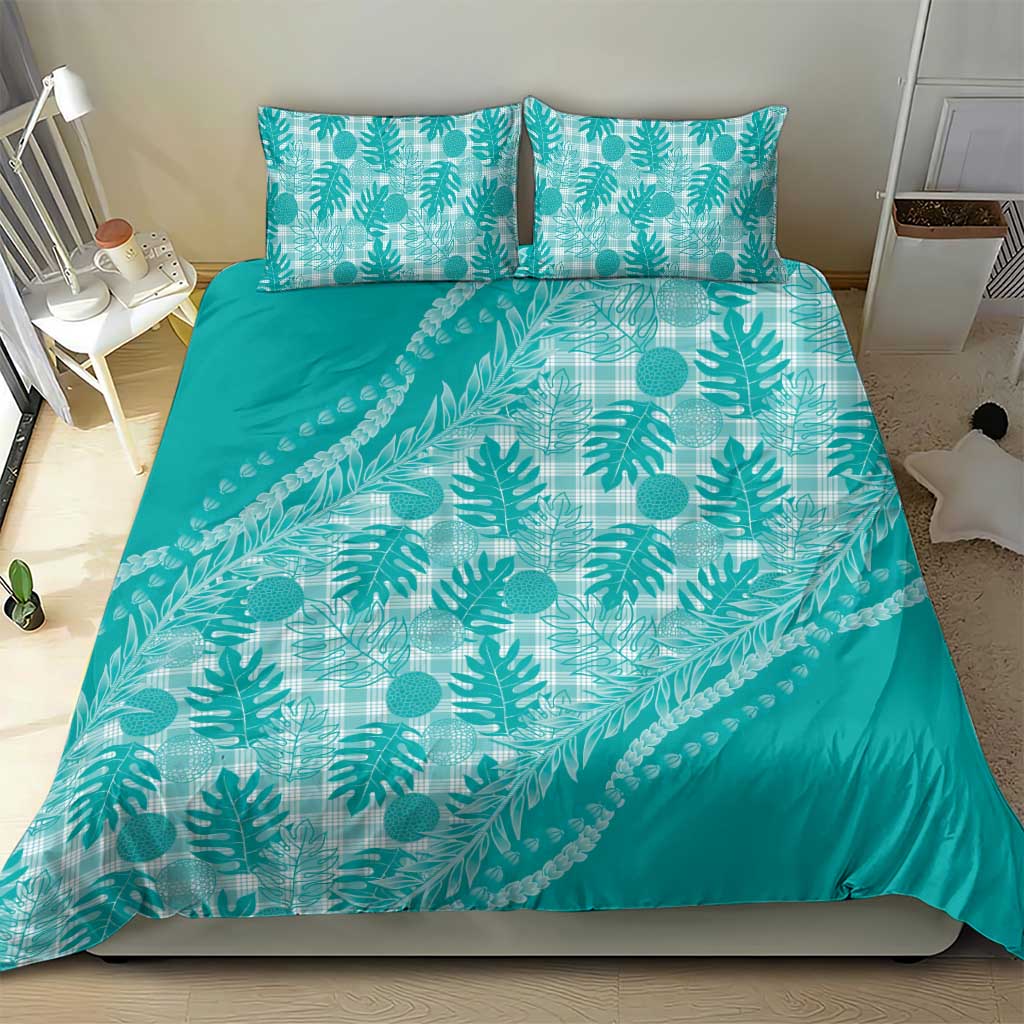Hawaii Breadfruit Palaka Bedding Set Polu Opal Maile Lei - Polynesian Pride