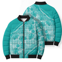 Hawaii Breadfruit Palaka Bomber Puffer Jacket Polu Opal Maile Lei LT9 - Polynesian Pride
