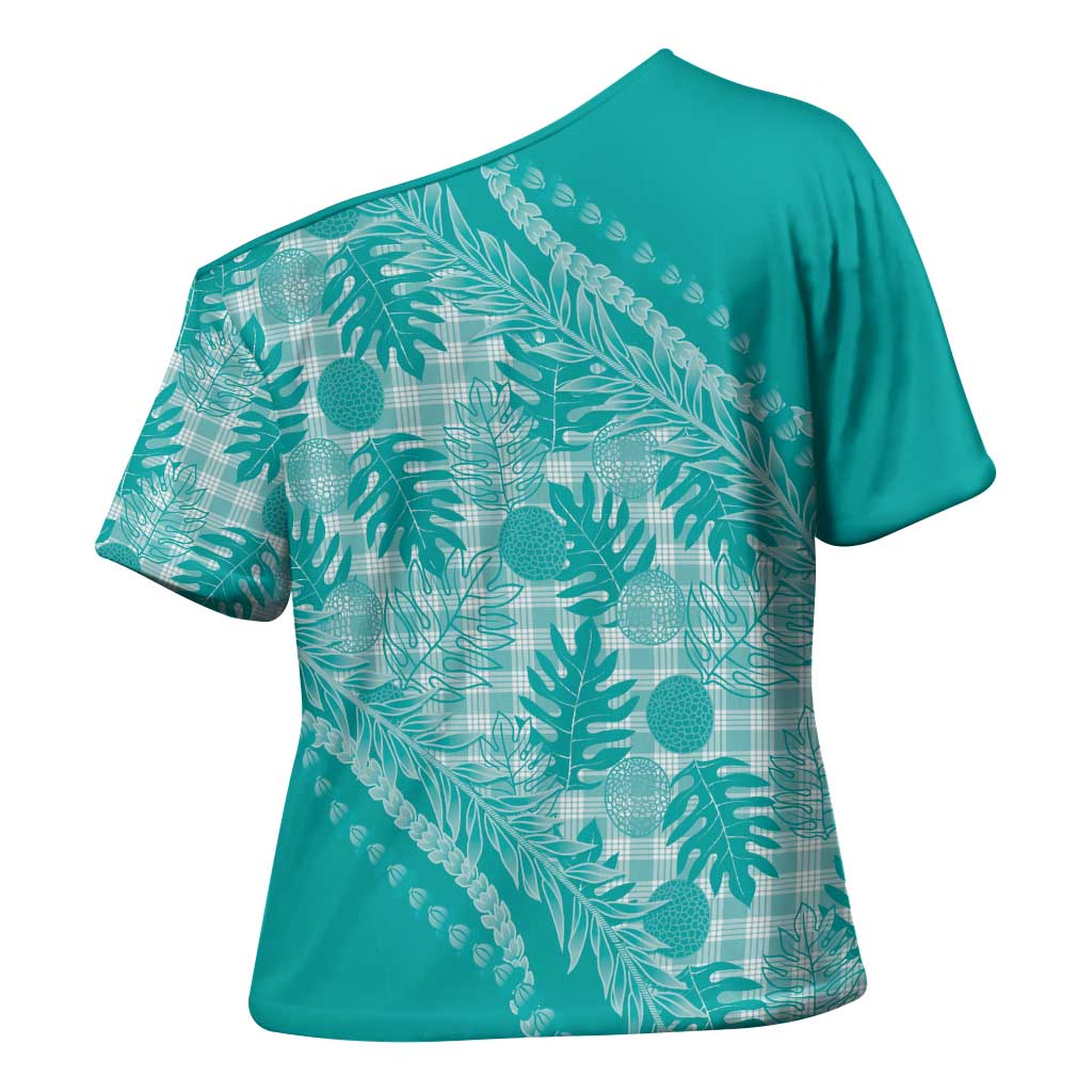 Hawaii Breadfruit Palaka Cross Shoulder Shirt Polu Opal Maile Lei LT9 - Polynesian Pride