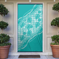 Hawaii Breadfruit Palaka Door Cover Polu Opal Maile Lei LT9 Turquoise - Polynesian Pride