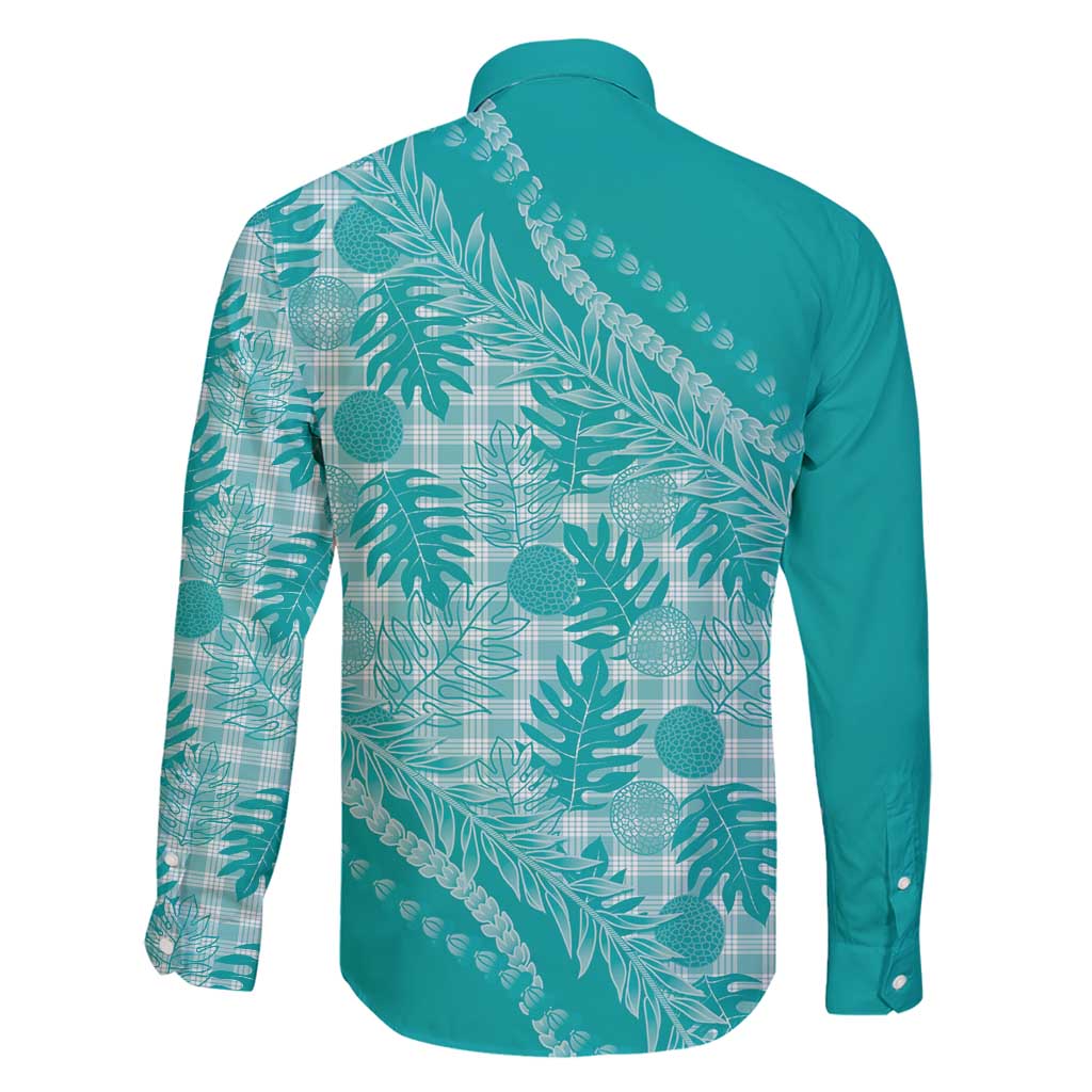 Hawaii Breadfruit Palaka Family Matching Off Shoulder Short Dress and Hawaiian Shirt Polu Opal Maile Lei - Polynesian Pride