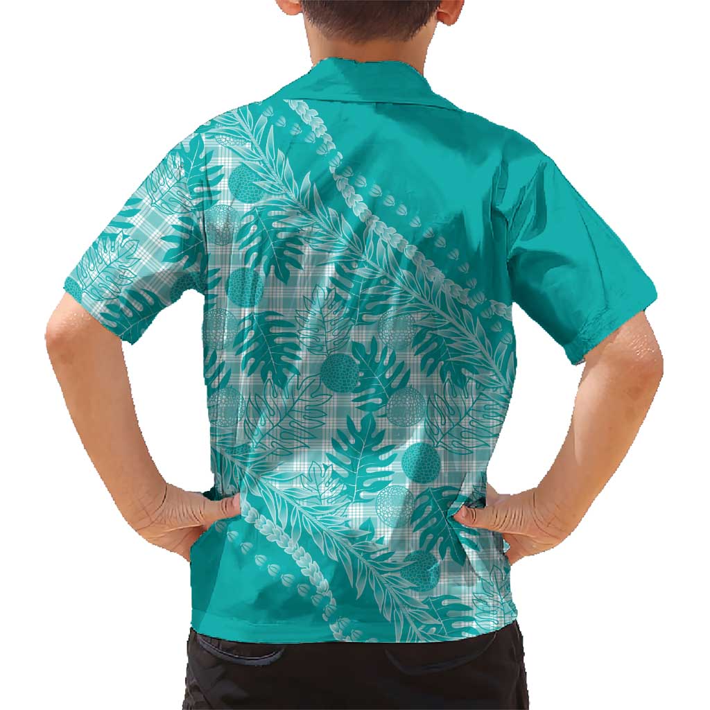 Hawaii Breadfruit Palaka Kid Hawaiian Shirt Polu Opal Maile Lei LT9 - Polynesian Pride