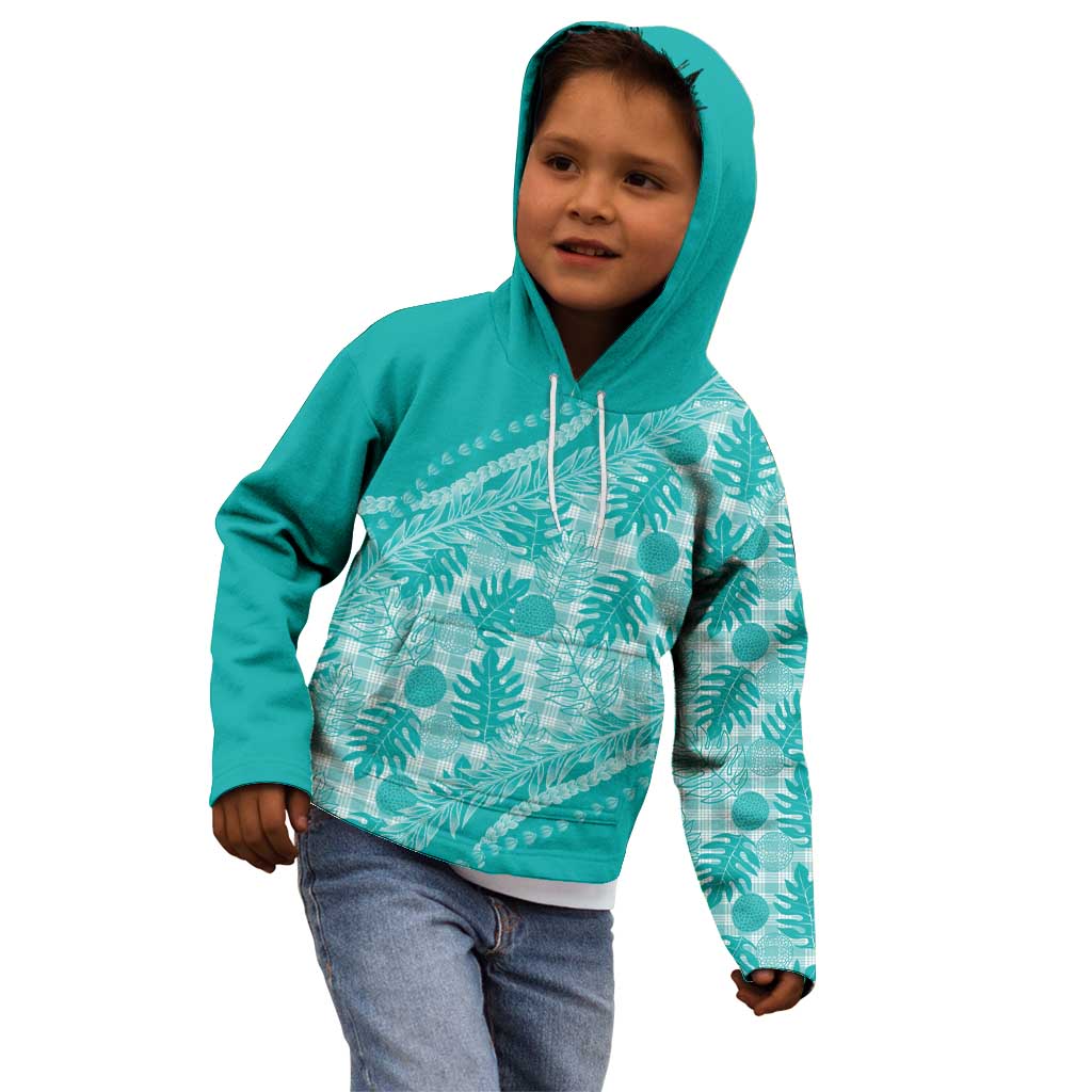 Hawaii Breadfruit Palaka Kid Hoodie Polu Opal Maile Lei - Polynesian Pride