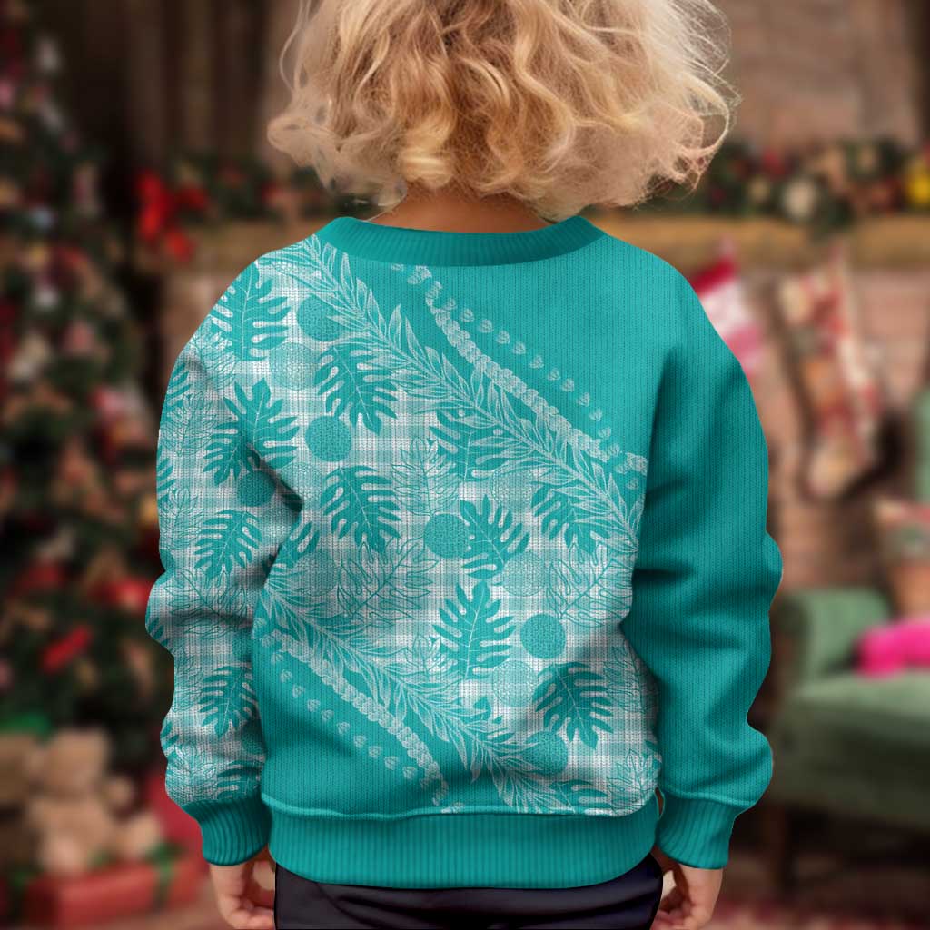 Hawaii Breadfruit Palaka Kid Ugly Christmas Sweater Polu Opal Maile Lei - Polynesian Pride