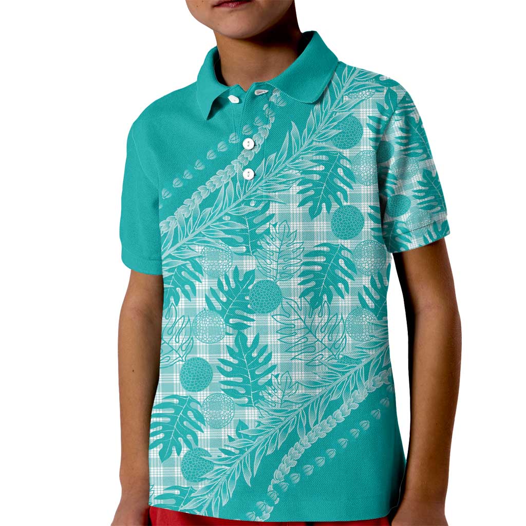 Hawaii Breadfruit Palaka Kid Polo Shirt Polu Opal Maile Lei - Polynesian Pride
