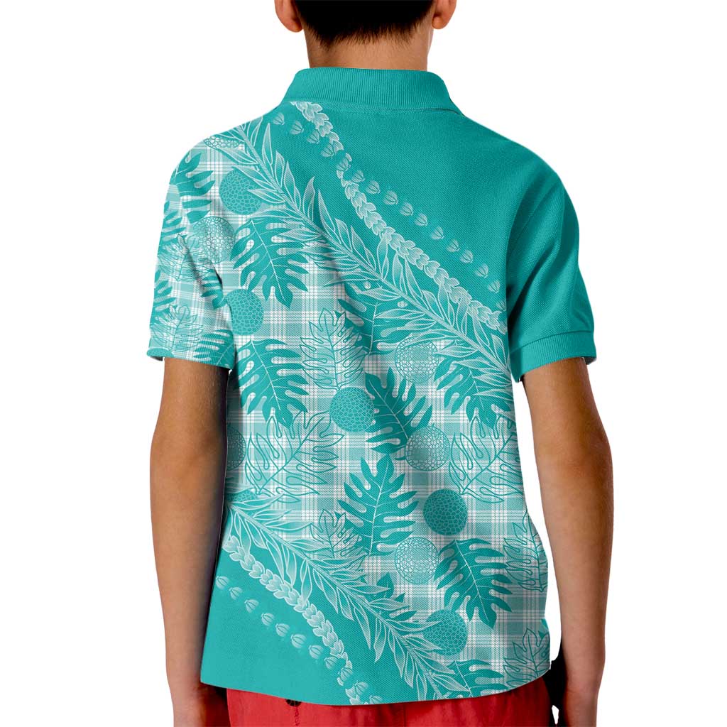 Hawaii Breadfruit Palaka Kid Polo Shirt Polu Opal Maile Lei - Polynesian Pride