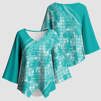 Hawaii Breadfruit Palaka Kimono Sleeve Blouse Polu Opal Maile Lei LT9 - Polynesian Pride