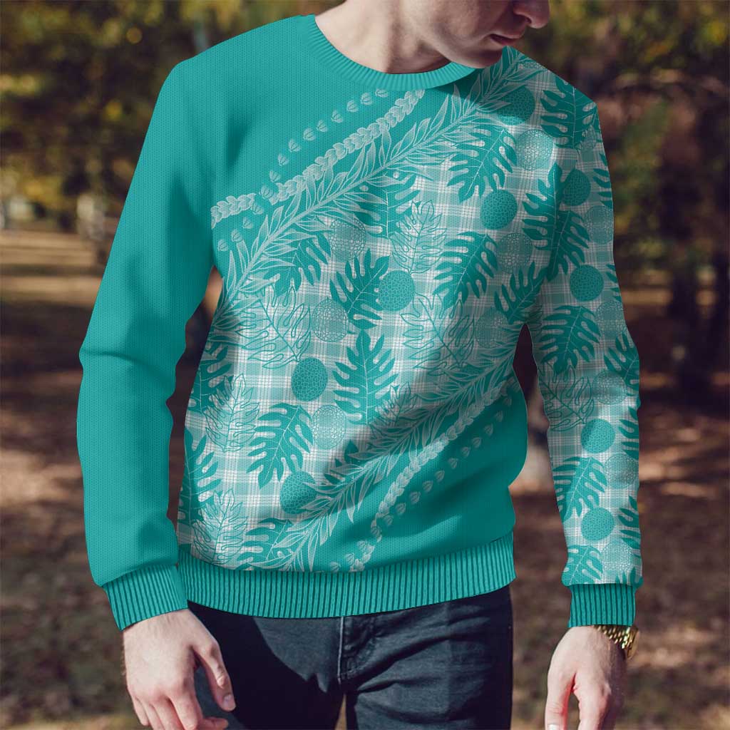 Hawaii Breadfruit Palaka Ugly Christmas Sweater Polu Opal Maile Lei - Polynesian Pride