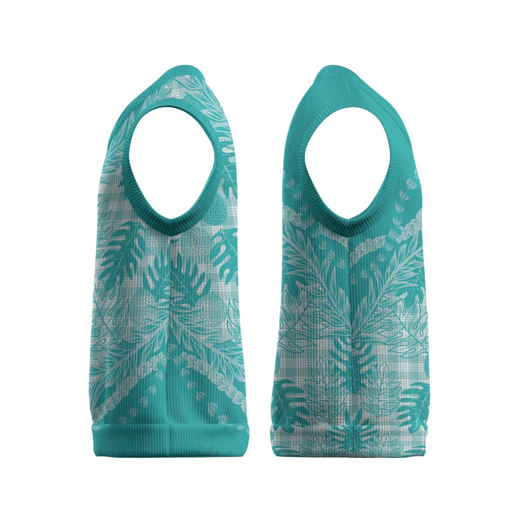 Hawaii Breadfruit Palaka Christmas Knitted V-Neck Vest Polu Opal Maile Lei - Polynesian Pride