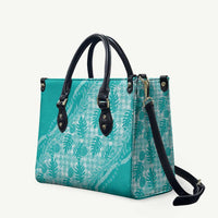 Hawaii Breadfruit Palaka Leather Bag Polu Opal Maile Lei LT9 Turquoise - Polynesian Pride