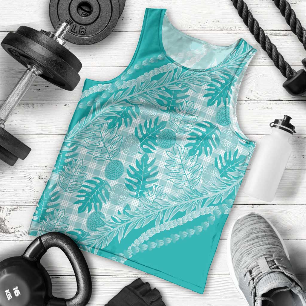 Hawaii Breadfruit Palaka Men Tank Top Polu Opal Maile Lei LT9 - Polynesian Pride