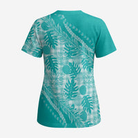 Hawaii Breadfruit Palaka Scrub Top Polu Opal Maile Lei LT9 - Polynesian Pride
