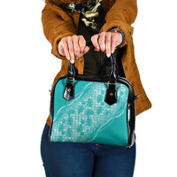 Hawaii Breadfruit Palaka Shoulder Handbag Polu Opal Maile Lei LT9 One Size Turquoise - Polynesian Pride
