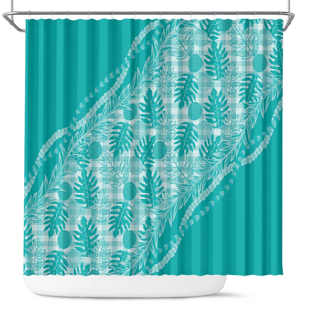 Hawaii Breadfruit Palaka Shower Curtain Polu Opal Maile Lei - Polynesian Pride