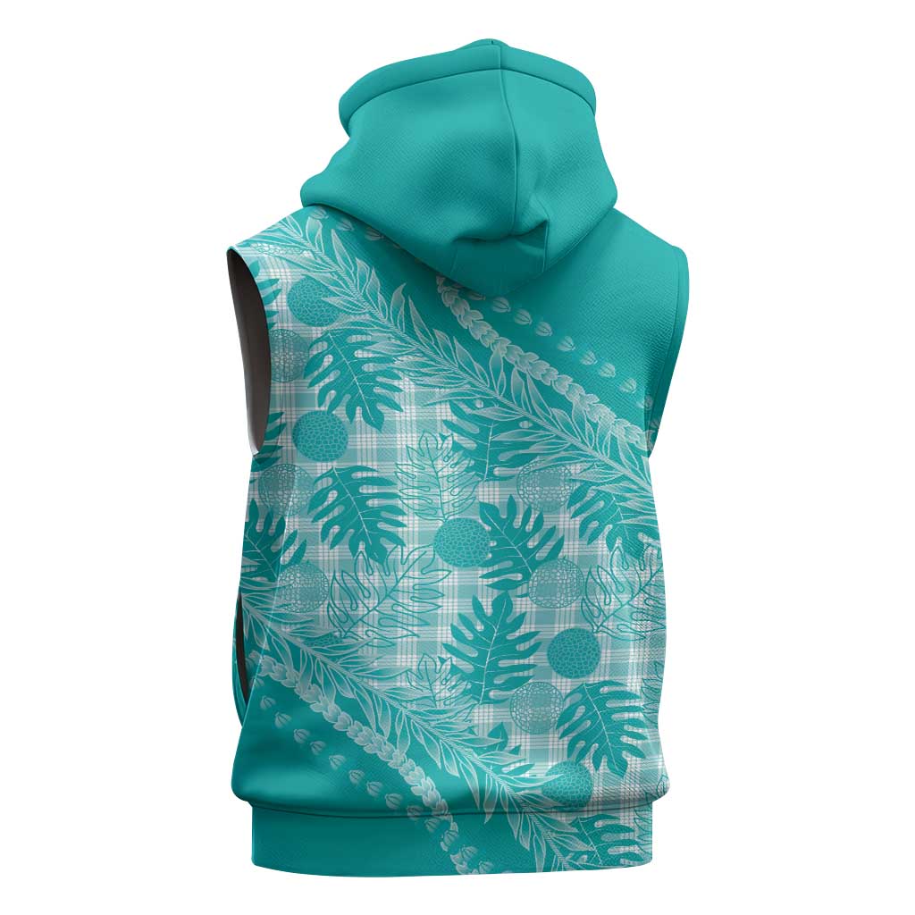 Hawaii Breadfruit Palaka Sleeveless Hoodie Polu Opal Maile Lei LT9 - Polynesian Pride