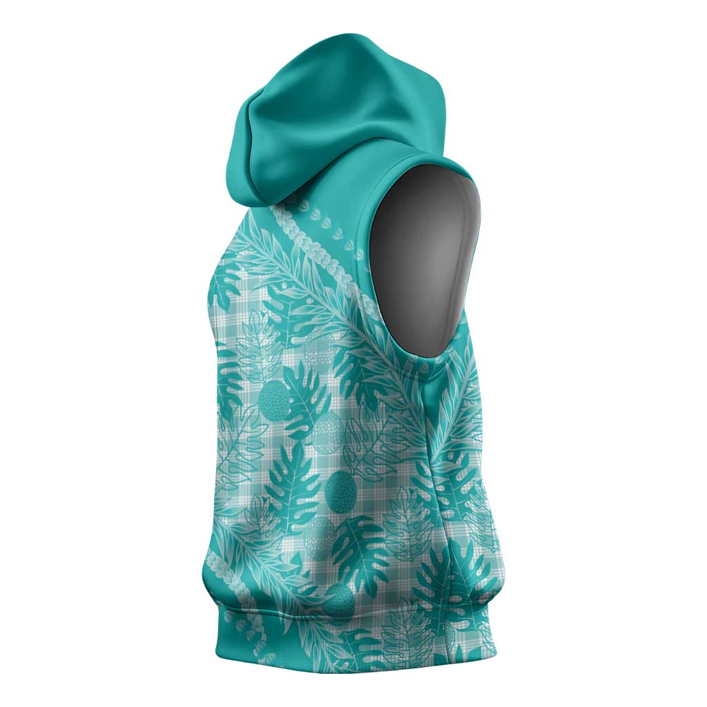 Hawaii Breadfruit Palaka Sleeveless Hoodie Polu Opal Maile Lei LT9 - Polynesian Pride